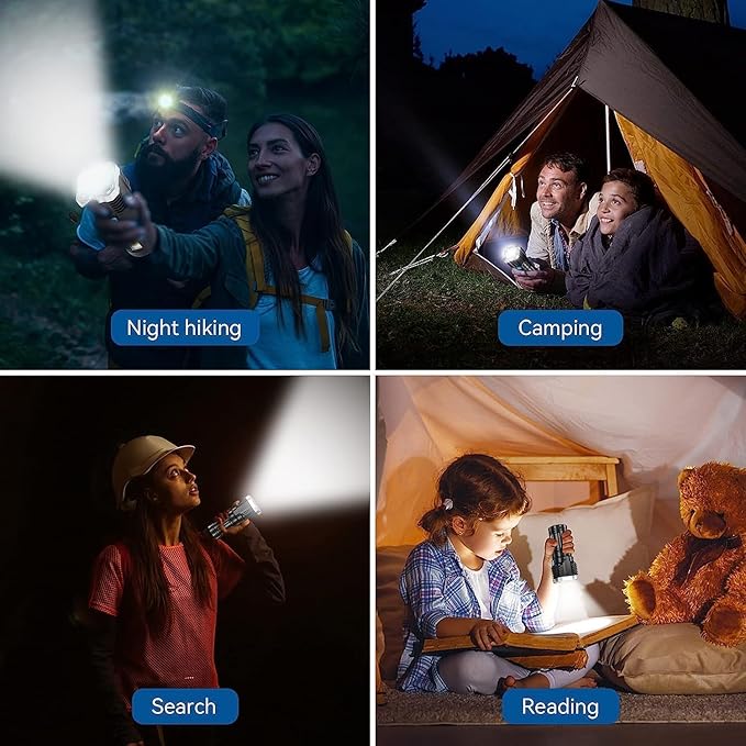 4-in-1 Rechargeable LED Torch Light + USB Charging & Waterproof