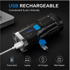 4-in-1 Rechargeable LED Torch Light + USB Charging & Waterproof